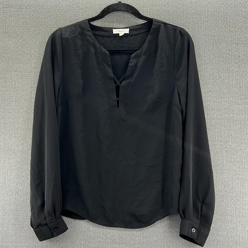Anthropologie Mine Women’s Black Chiffon Long Sleeve Blouse Shirt Size M‎
